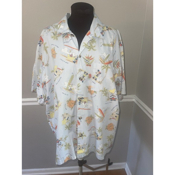 Vintage Y2K Disney Hawaiian Shirt Mens XL Mickey Mouse Minnie Donald‎ Duck - Picture 2 of 4